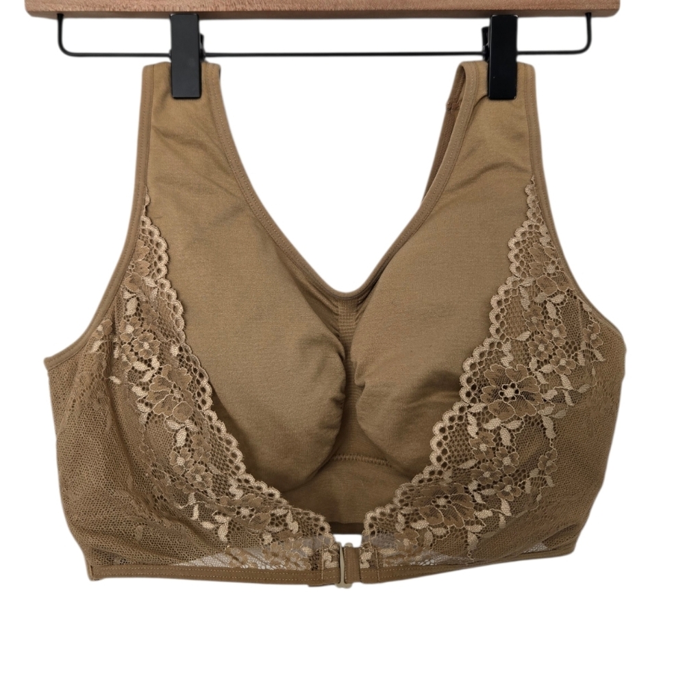 Lot Of 2 Genie Women Lace Trim Tan And Black Bras Size 2x